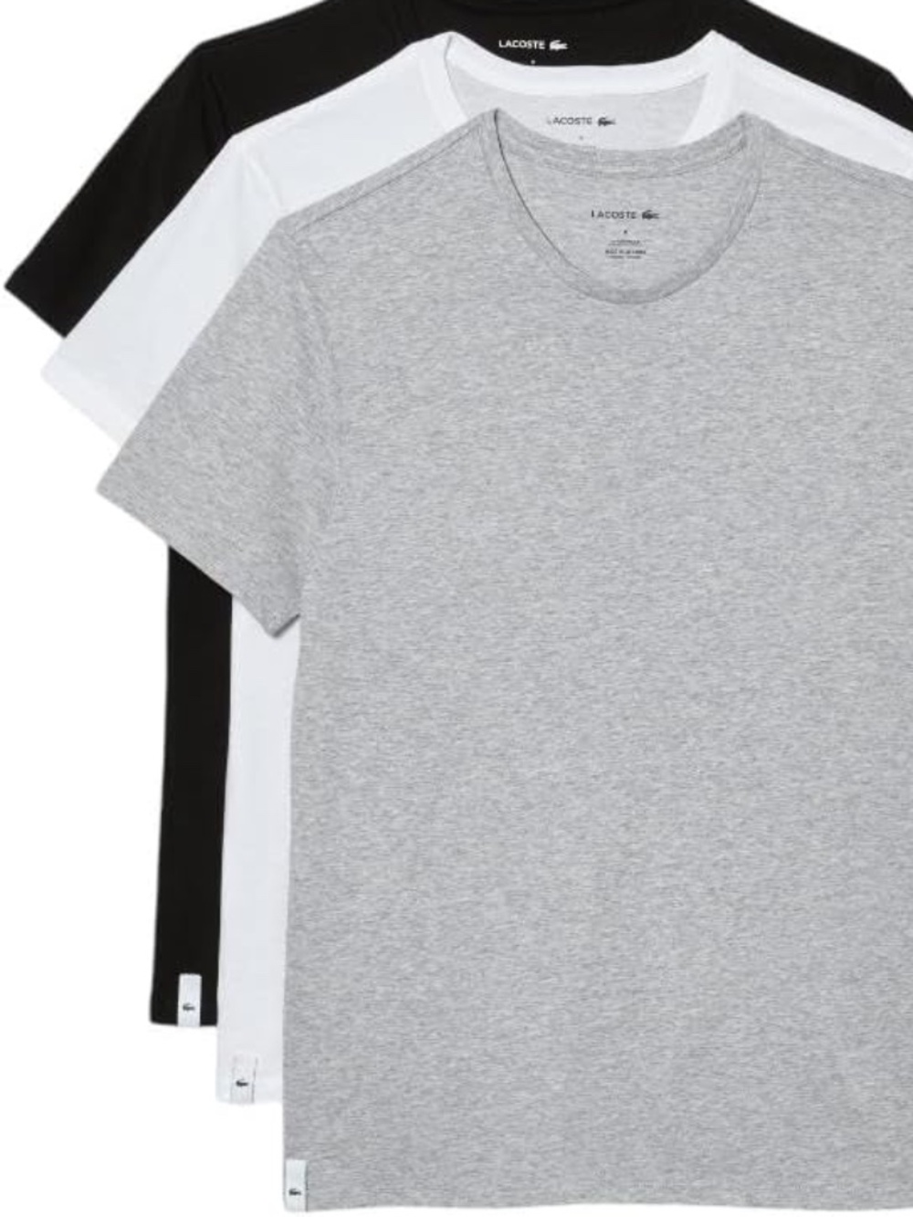 Lacoste Men's 100% Cotton Regular Fit Crew Neck Undershirt, 3-pack
